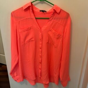 Express Sz M neon button up